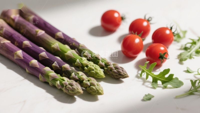 高清大图下载【趣麦麦图】紫芦笋与樱桃番茄静物