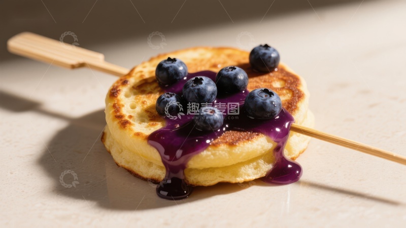 高清大图下载【趣麦麦图】蓝莓酱淋小煎饼串