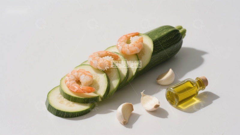 高清大图下载【趣麦麦图】虾仁黄瓜片配橄榄油