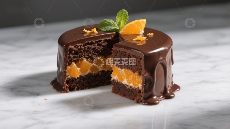 高清大图下载【趣麦麦图】巧克力橙子蛋糕切片展示