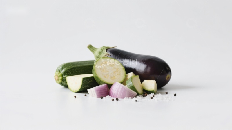 高清大图下载【趣麦麦图】新鲜蔬菜切块静物展示