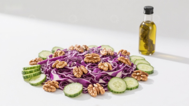 高清大图下载【趣麦麦图】紫甘蓝沙拉配核桃黄瓜