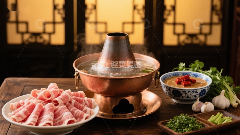 高清大图下载【趣麦麦图】热气腾腾的火锅宴