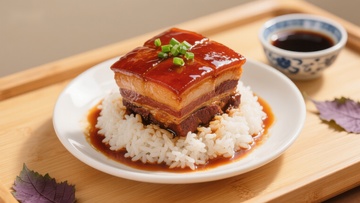 红烧肉盖饭，色泽诱人