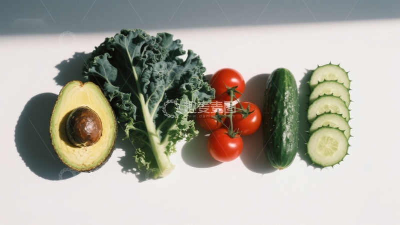 高清大图下载【趣麦麦图】新鲜蔬菜与牛油果摆拍