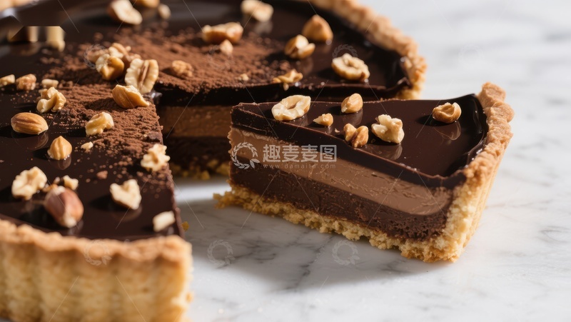 高清大图下载【趣麦麦图】巧克力坚果挞，美味层次分明