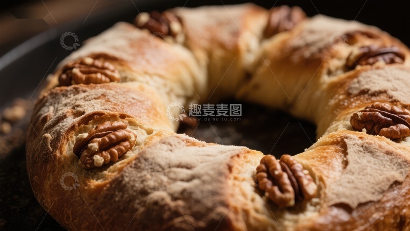 高清大图下载【趣麦麦图】坚果点缀的面包圈