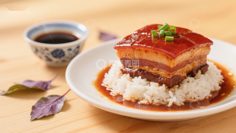 高清大图下载【趣麦麦图】红烧肉盖饭，色泽诱人