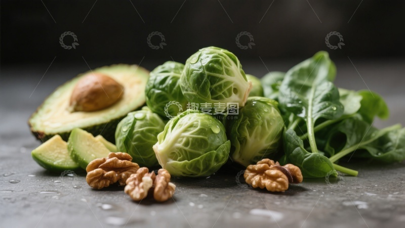 高清大图下载【趣麦麦图】新鲜蔬菜与坚果静物