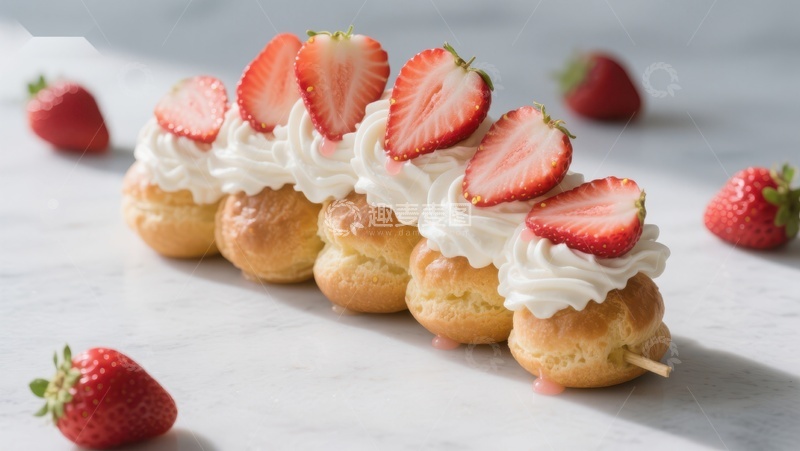 高清大图下载【趣麦麦图】草莓奶油泡芙