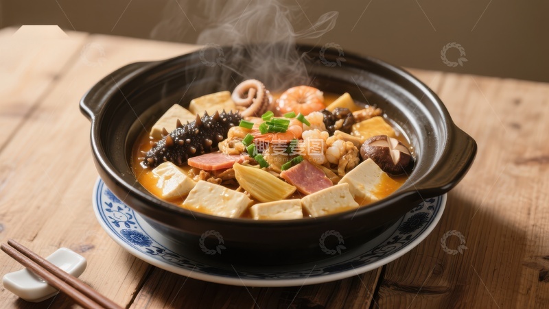 高清大图下载【趣麦麦图】热气腾腾的砂锅美食
