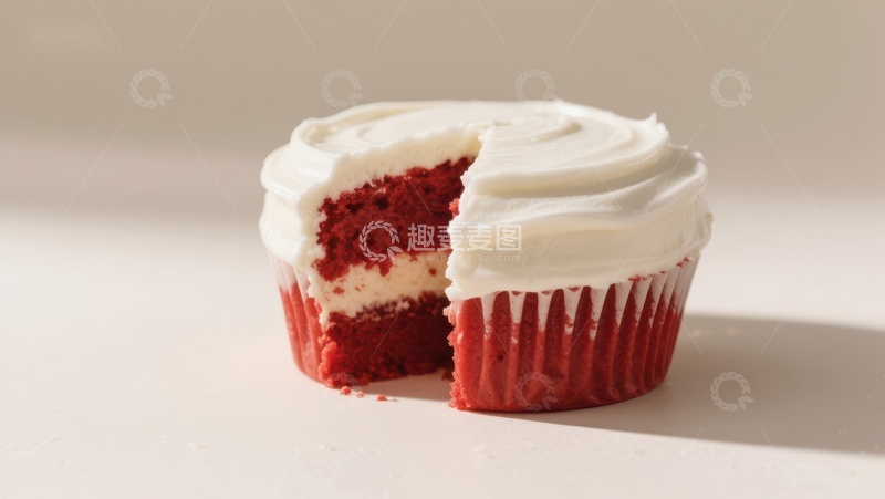 高清大图下载【趣麦麦图】切开的红丝绒纸杯蛋糕