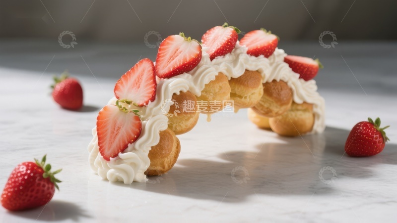 高清大图下载【趣麦麦图】草莓奶油泡芙拱桥