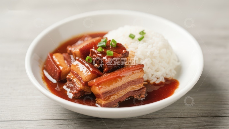 高清大图下载【趣麦麦图】红烧肉配白米饭