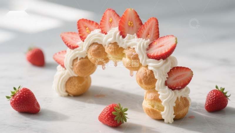 高清大图下载【趣麦麦图】草莓奶油泡芙拱门