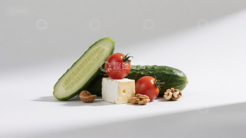 高清大图下载【趣麦麦图】黄瓜番茄奶酪坚果静物