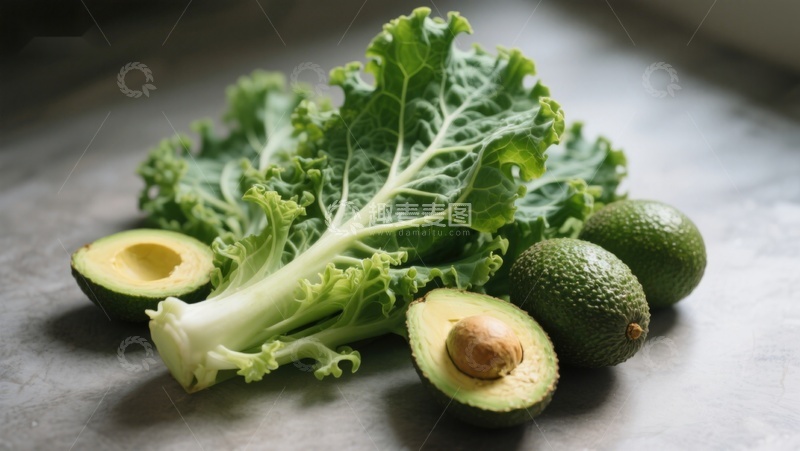 高清大图下载【趣麦麦图】羽衣甘蓝与牛油果静物