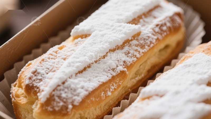 高清大图下载【趣麦麦图】撒满糖粉的奶油面包