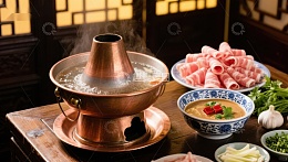 铜锅涮肉，热气腾腾的美食享受