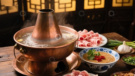 铜锅涮肉，热气腾腾的美食体验