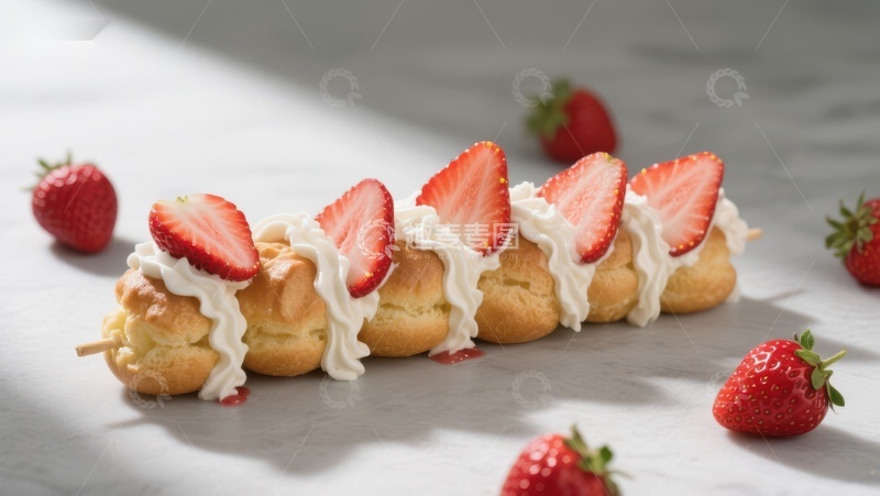 高清大图下载【趣麦麦图】草莓奶油泡芙