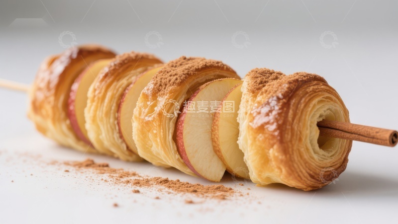 高清大图下载【趣麦麦图】苹果酥串，撒上肉桂粉的美味小吃