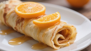 橙香薄饼卷配蜂蜜