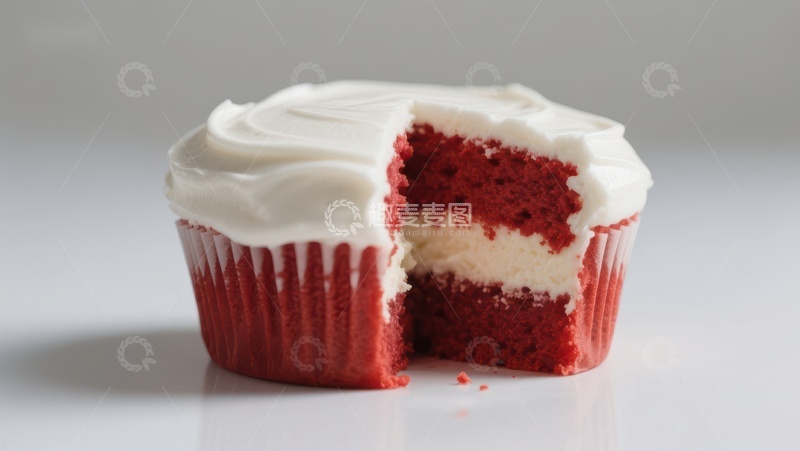 高清大图下载【趣麦麦图】切开的红丝绒纸杯蛋糕