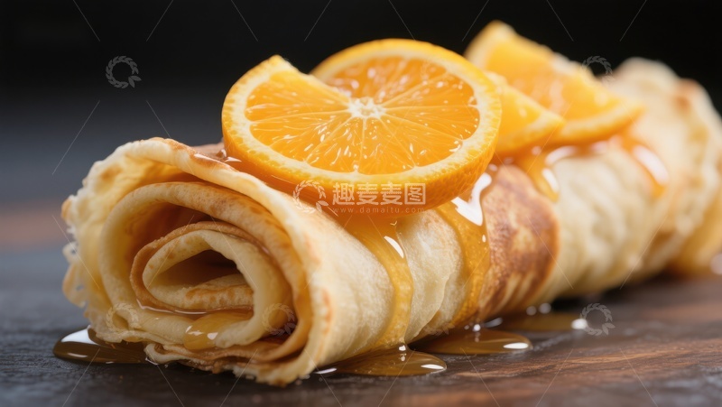 高清大图下载【趣麦麦图】橙片点缀的蜂蜜煎饼