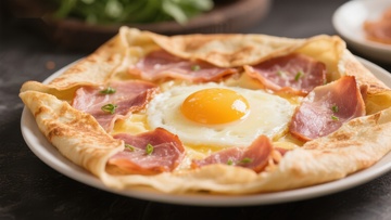 煎饼配火腿和煎蛋