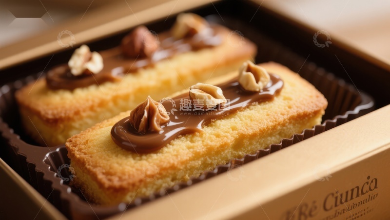 高清大图下载【趣麦麦图】巧克力坚果蛋糕条