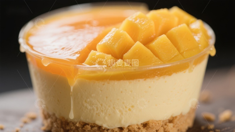 高清大图下载【趣麦麦图】芒果芝士蛋糕特写
