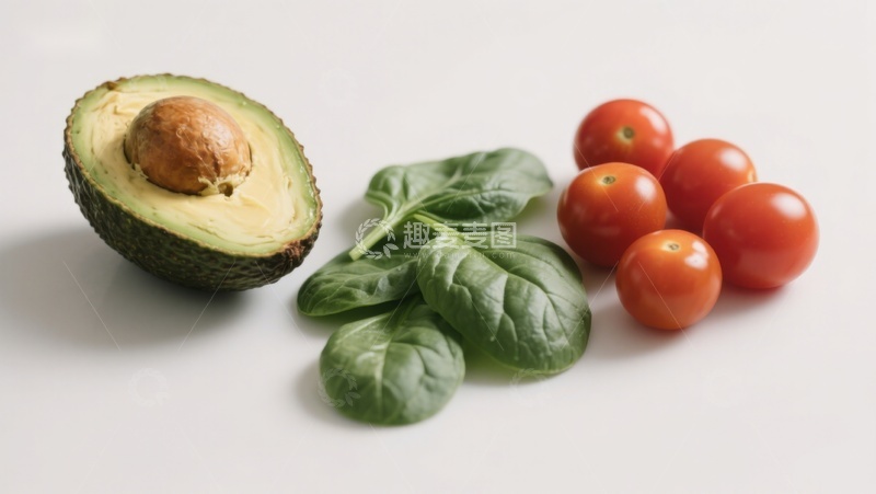 高清大图下载【趣麦麦图】牛油果樱桃番茄与菠菜