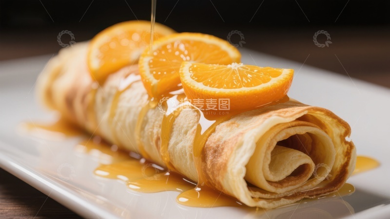 高清大图下载【趣麦麦图】橙片点缀的蜂蜜煎饼