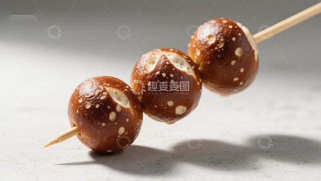 串在牙签上的芝麻球