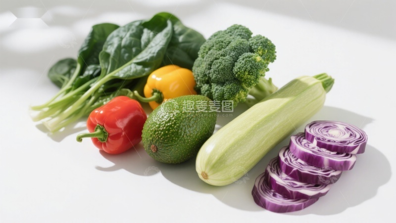 高清大图下载【趣麦麦图】新鲜蔬菜与水果静物展示
