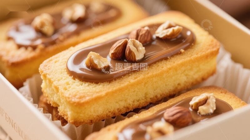 高清大图下载【趣麦麦图】巧克力坚果蛋糕条