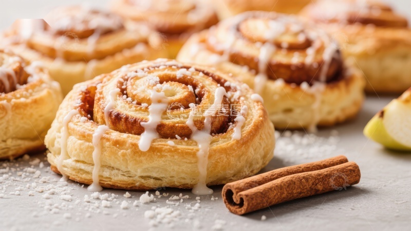 高清大图下载【趣麦麦图】香甜肉桂卷配糖霜