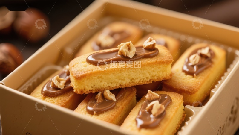 高清大图下载【趣麦麦图】榛果巧克力蛋糕块