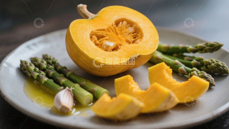 高清大图下载【趣麦麦图】南瓜与芦笋的摆盘