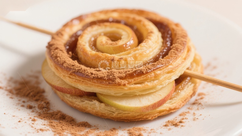 高清大图下载【趣麦麦图】苹果肉桂卷配糖霜
