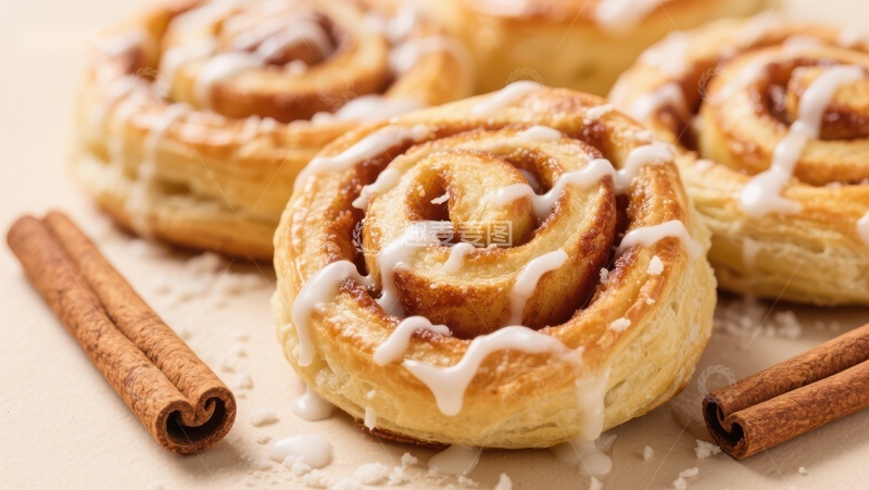 高清大图下载【趣麦麦图】香甜肉桂卷配糖霜