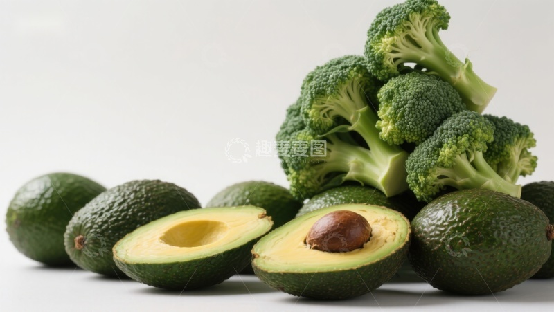 高清大图下载【趣麦麦图】牛油果与西兰花静物展示
