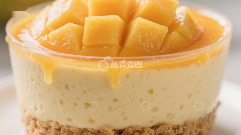 高清大图下载【趣麦麦图】芒果芝士蛋糕特写