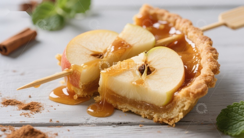 高清大图下载【趣麦麦图】苹果焦糖挞配肉桂棒