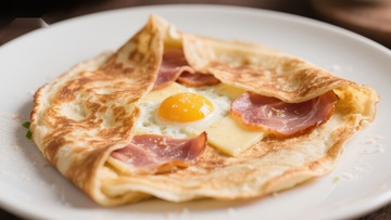 煎饼配蛋黄与火腿