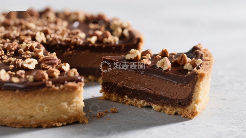 高清大图下载【趣麦麦图】巧克力坚果馅饼切片