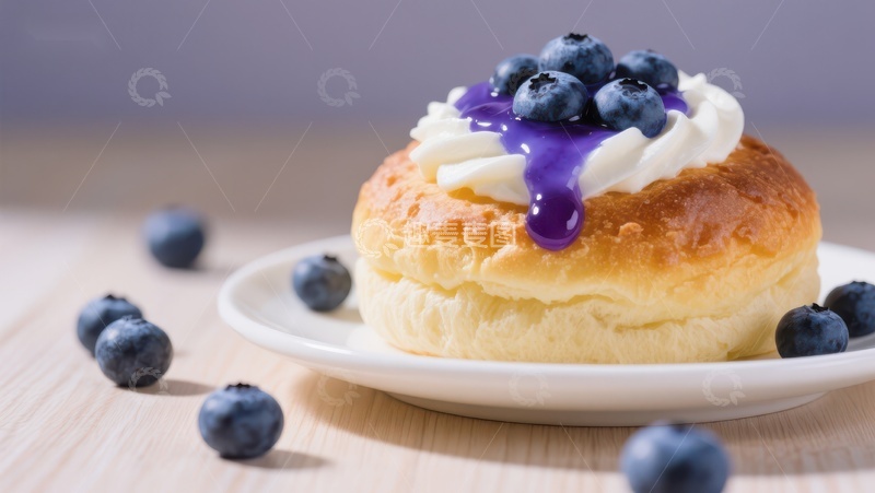 高清大图下载【趣麦麦图】蓝莓奶油泡芙特写