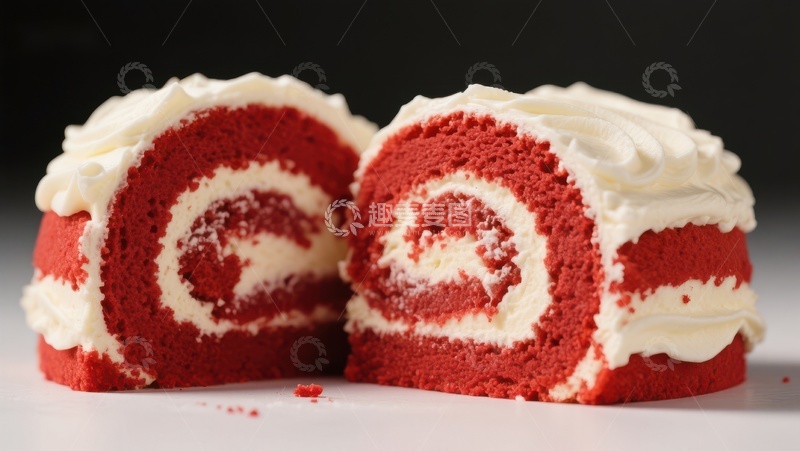 高清大图下载【趣麦麦图】红丝绒蛋糕卷切片展示
