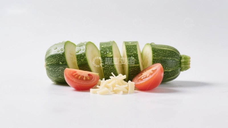 高清大图下载【趣麦麦图】切片西葫芦与番茄奶酪